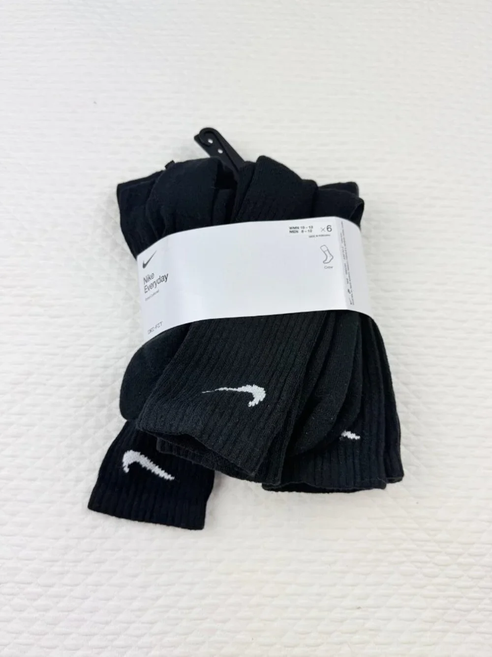 Nike Everyday Plus Dri-FIT Adult Unisex Cushioned 5 Pack Crew Socks Mens L (8-12